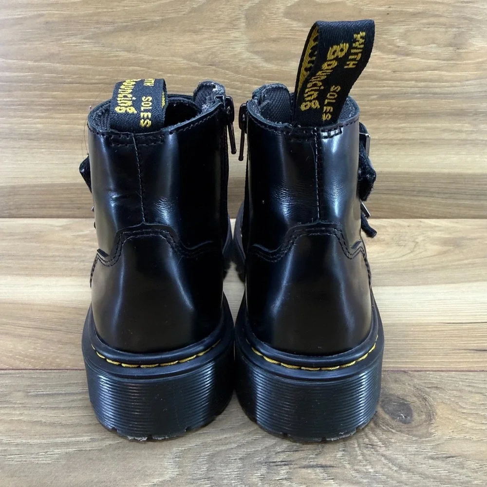 Dr Martens Devon Bex Girls Youth 4 Black Star Chunky Boots Punk Rock Metal Goth